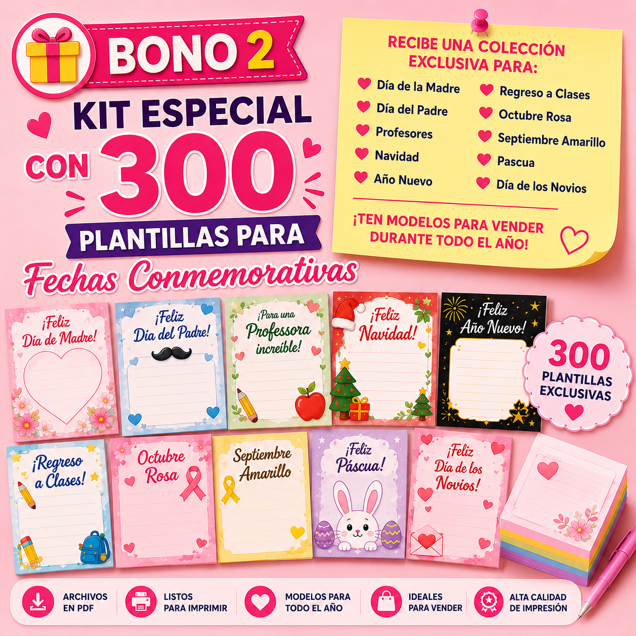 Kit Especial — 300 Plantillas para Fechas Conmemorativas
